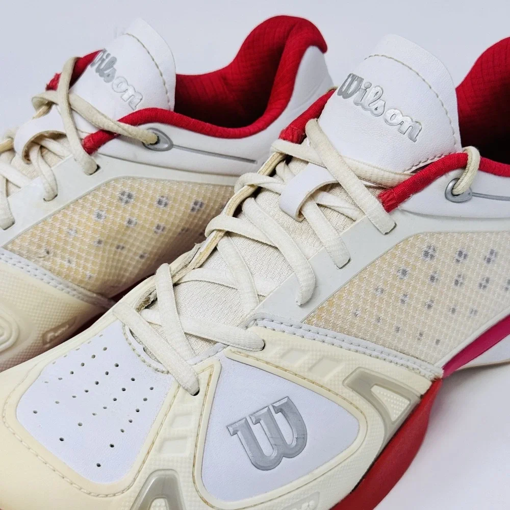 Wilson Tennis Shoes Men's Size 9.5 White Red Rush Pro Court Athletic Sneaker - Picture 3 of 10
